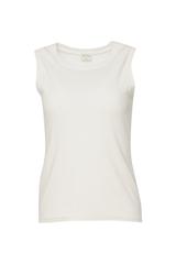 Waniliowy prążkowany top z dzianiny bawełnianej