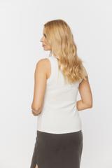 Waniliowy prążkowany top z dzianiny bawełnianej