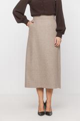 Wełniana spódnica o trapezowym fasonie z kieszeniami