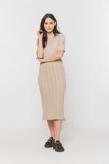 Wełniana sweterkowa spódnica w warkoczowy splot