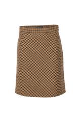 Wełniana trapezowa spódnica mini w drobną kratkę