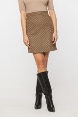 Wełniana trapezowa spódnica mini w drobną kratkę