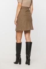 Wełniana trapezowa spódnica mini w drobną kratkę