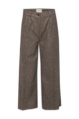 Wełniane spodnie w jodełkę  o długości 7/8