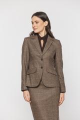 Brown wool herringbone jacket with a fitted cut