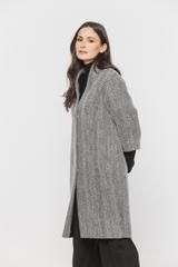 Wełniany płaszcz z dzianinowym czarnym ściągaczem