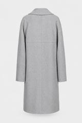 A simple woollen coat made from ash-grey textured fabric