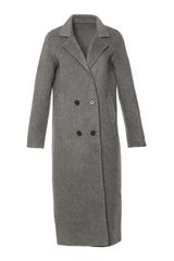 Wełniany szary płaszcz zapinany dwurzędowo