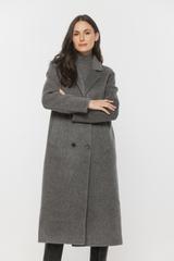 Wełniany szary płaszcz zapinany dwurzędowo