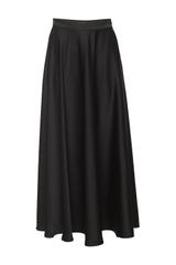 Wieczorowa rozkloszowana spódnica z czarnej satyny