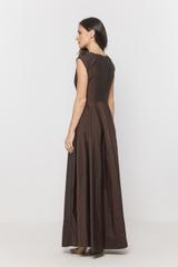 Wieczorowa sukienka z brązowej opalizującej tafty