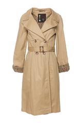 Wiosenny bawełniany trencz za kolano w kolorze karmelu