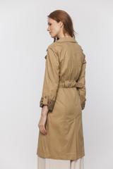 Wiosenny bawełniany trencz za kolano w kolorze karmelu