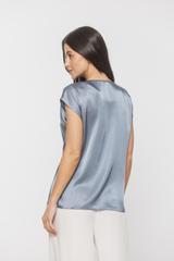 Wiskozowa bluzka ze złotą ozdobą w talii