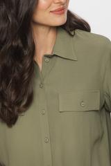 Wiskozowa koszula w kolorze khaki z długim rękawem