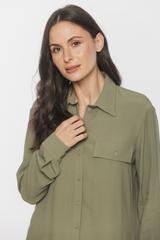 Wiskozowa koszula w kolorze khaki z długim rękawem