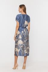 Blue viscose dress with a delicate sheen