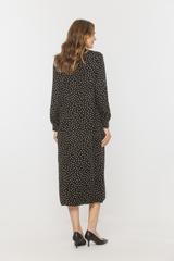 Wiskozowa prosta sukienka z długim rękawem i wiązaniem