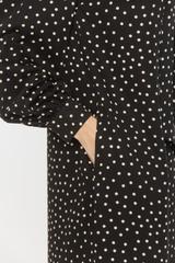 Wiskozowa prosta sukienka z długim rękawem i wiązaniem