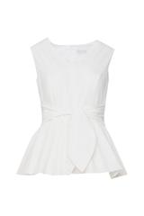 Wizytowa bluzka z baskinką z białej tafty