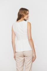 Wizytowa bluzka z baskinką z białej tafty