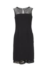 Wizytowa czarna sukienka z siateczkowymi wstawkami