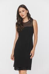 Wizytowa czarna sukienka z siateczkowymi wstawkami