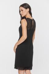 Wizytowa czarna sukienka z siateczkowymi wstawkami