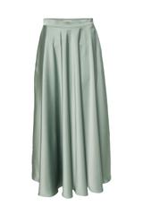Wizytowa długa spódnica z zielonej satyny