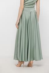 Wizytowa długa spódnica z zielonej satyny