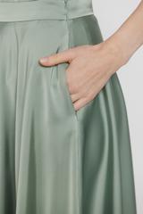 Wizytowa długa spódnica z zielonej satyny