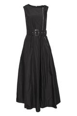 Wizytowa długa sukienka z eleganckiej czarnej tafty