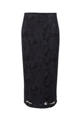 Wizytowa granatowa spódnica z dzianiny koronkowej