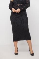 Wizytowa granatowa spódnica z dzianiny koronkowej