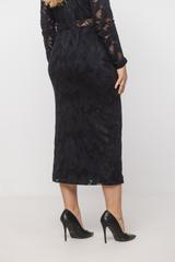 Wizytowa granatowa spódnica z dzianiny koronkowej