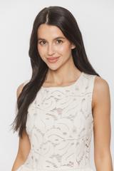 Wizytowa koronkowa bluzka ecu z baskinką