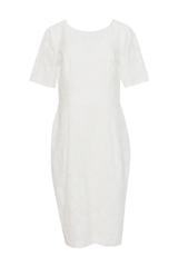 Wizytowa sukienka ecru o tulipanowym kroju