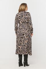 Wizytowa sukienka midi z wiskozy wiązana przy dekolcie