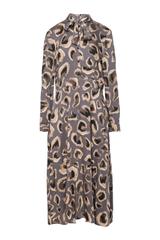 Wizytowa sukienka midi z wiskozy wiązana przy dekolcie