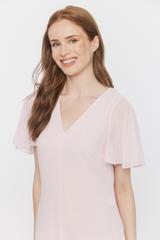 Wizytowa sukienka z pastelowego zwiewnego szyfonu