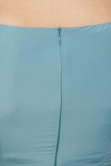 Wizytowa turkusowa sukienka z lekkiej posykującej tafty