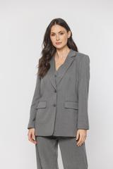 Szary żakiet o luźnym fasonie zapinany na guziki