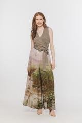 Zakładana bluzka khaki z wiązaniem w talii