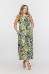 Zielona wzorzysta sukienka z przewiewnej tkaniny