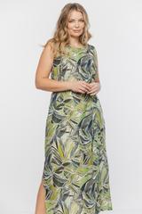 Zielona wzorzysta sukienka z przewiewnej tkaniny