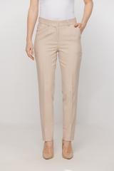 Zwężane beżowe spodnie w kant o klasycznym fasonie