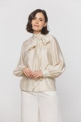 Zwiewna kremowa koszula z bufiastym rękawem