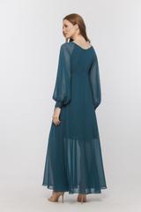 Zwiewna morska sukienka odcinana pod biustem