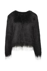 Zwiewna narzutka z efektownymi frędzlami w kolorze czarnym