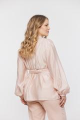 Zwiewna pastelowa narzutka z tencelu z bufiastym rękawem